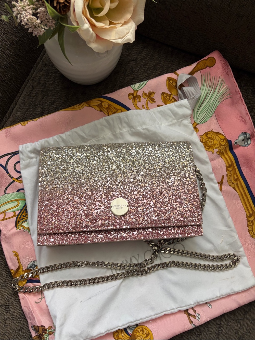 💗Stunning Jimmy Choo Glitter Crossbody Bag/ Clutch💗Made in Italy